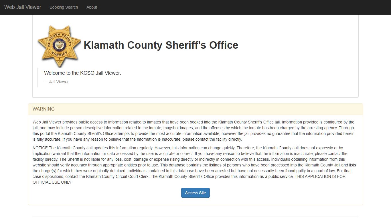 Home Page - Web Jail Viewer - Klamath County