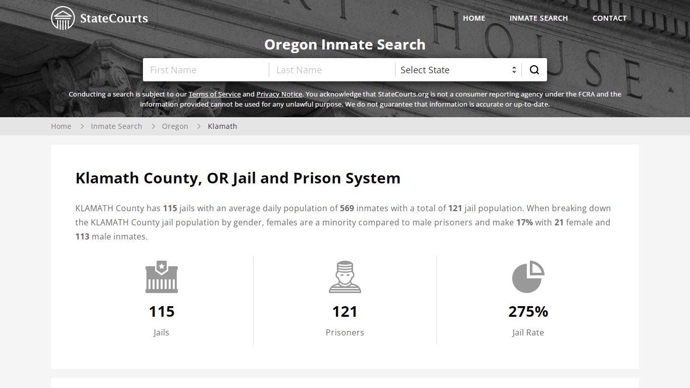 Klamath County, OR Inmate Search - StateCourts