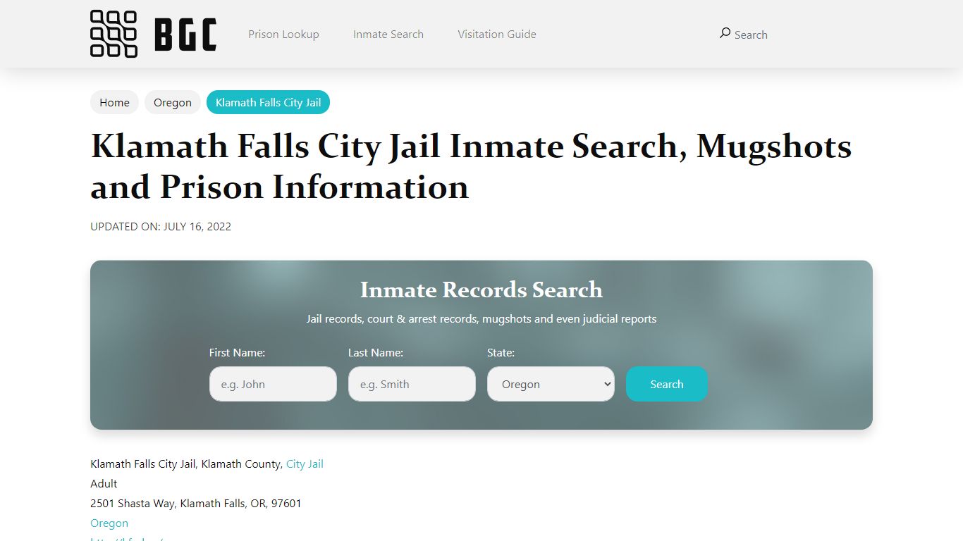 Klamath Falls City Jail Inmate Search, Mugshots ...