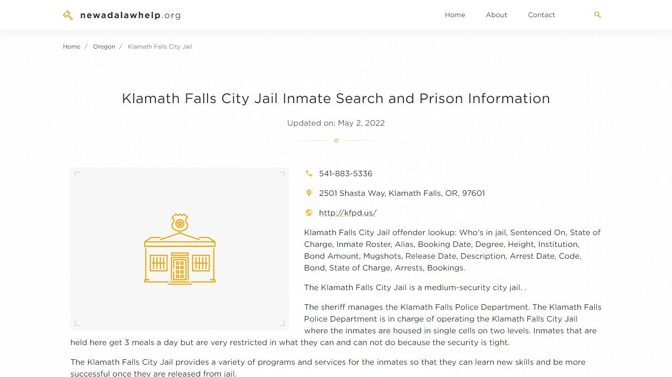Klamath Falls City Jail Inmate Search, Visitation, Phone ...